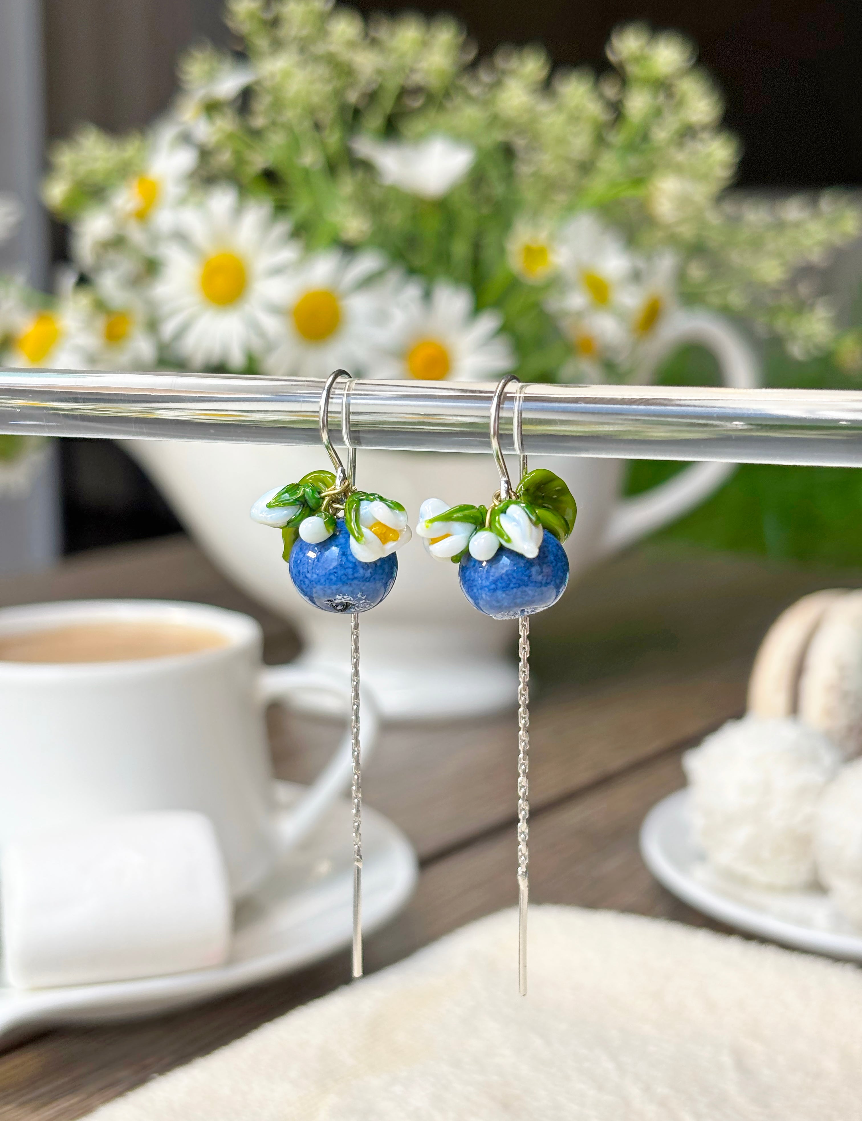 Lucky Blueberry Blossom Dangle Earrings