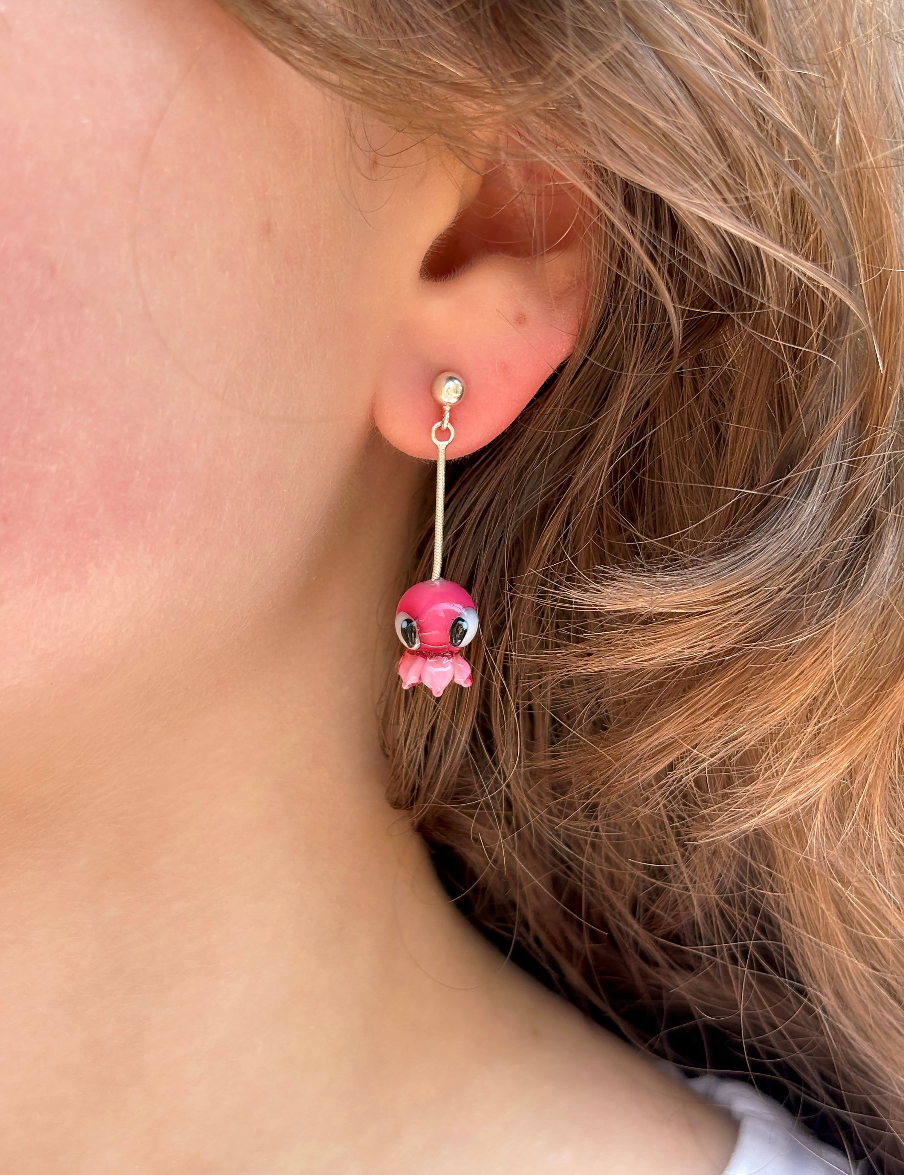 Pink Octopus Earrings