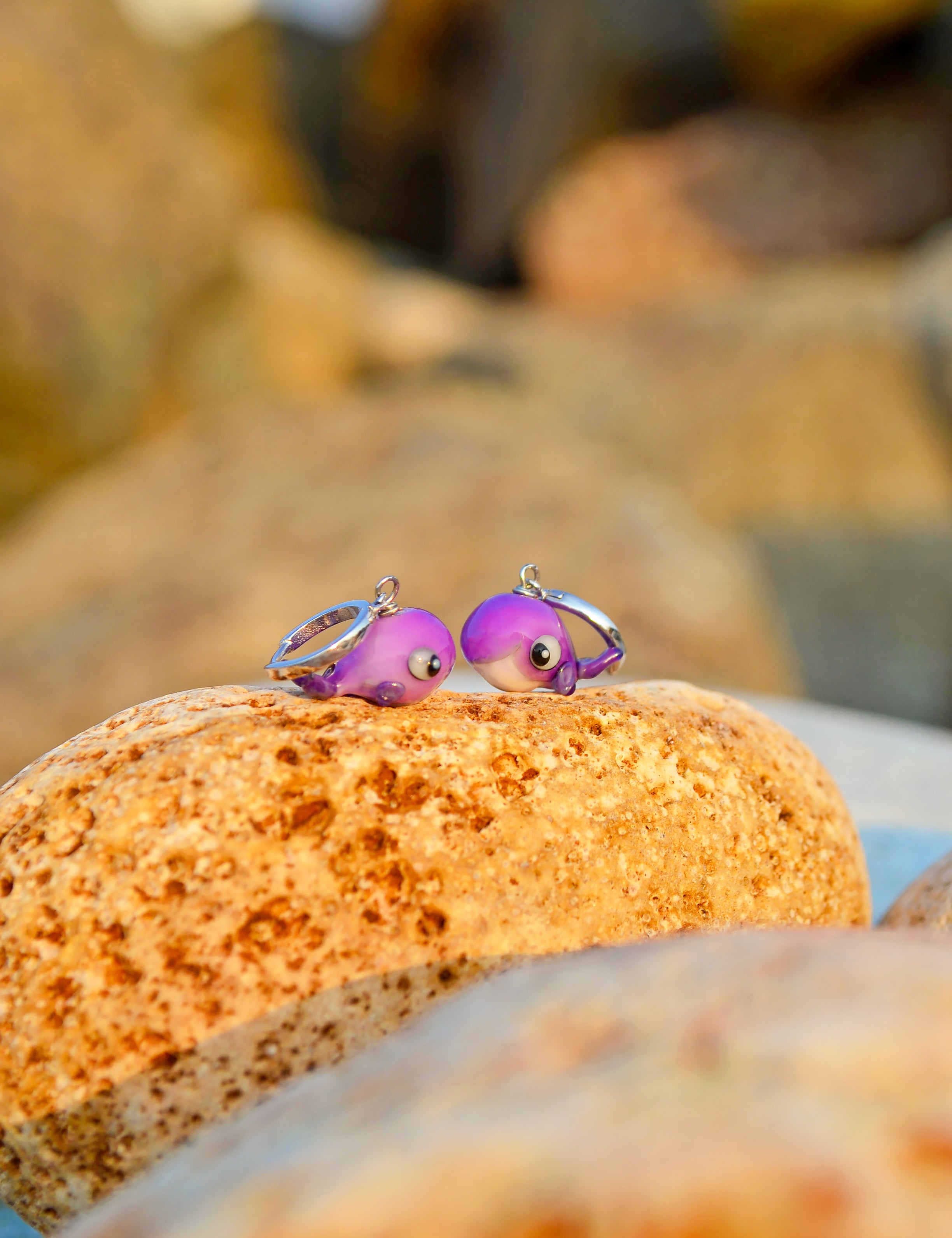 Purple Whale Earrings