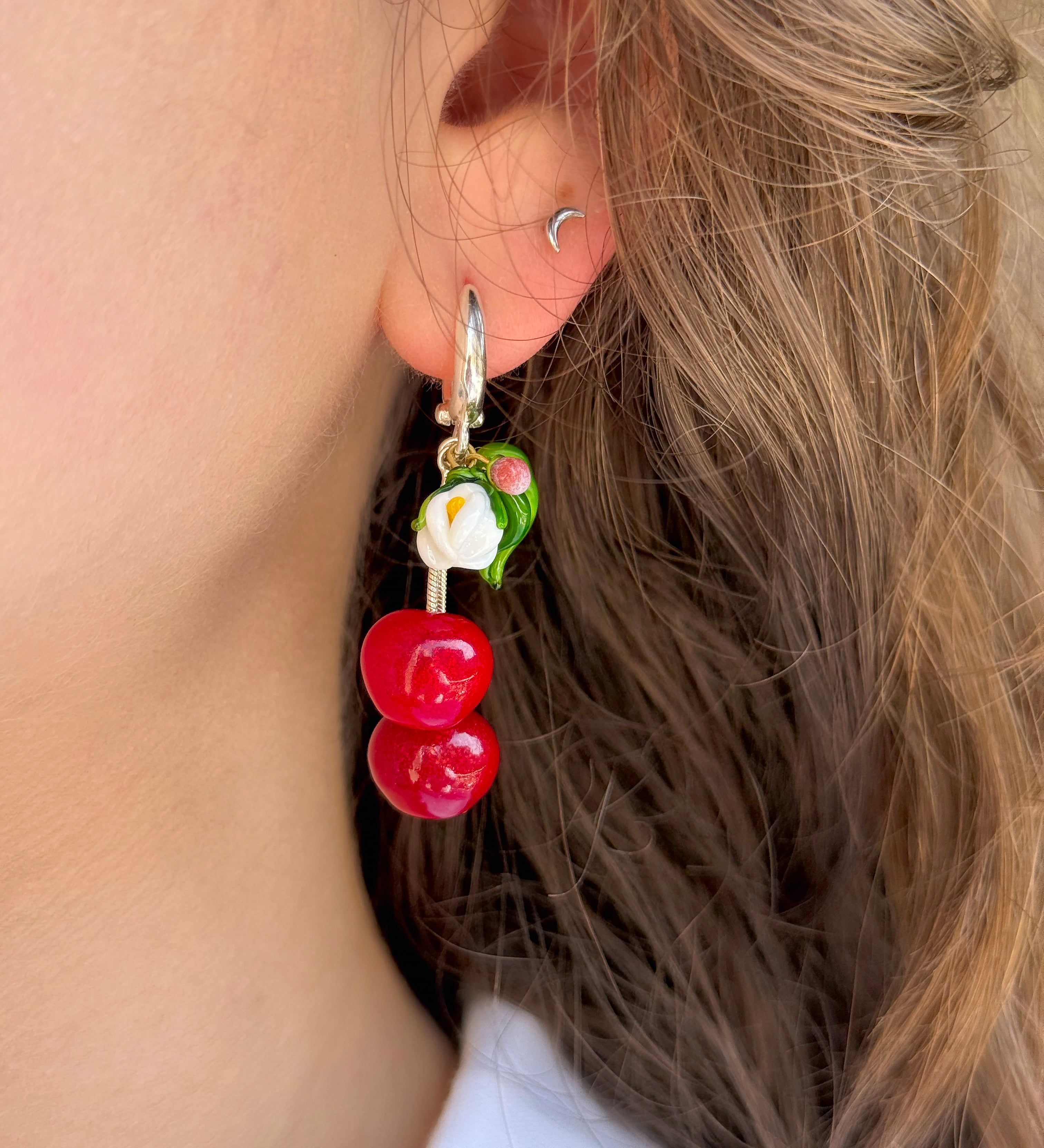Lucky Cherry Leaf Earrings