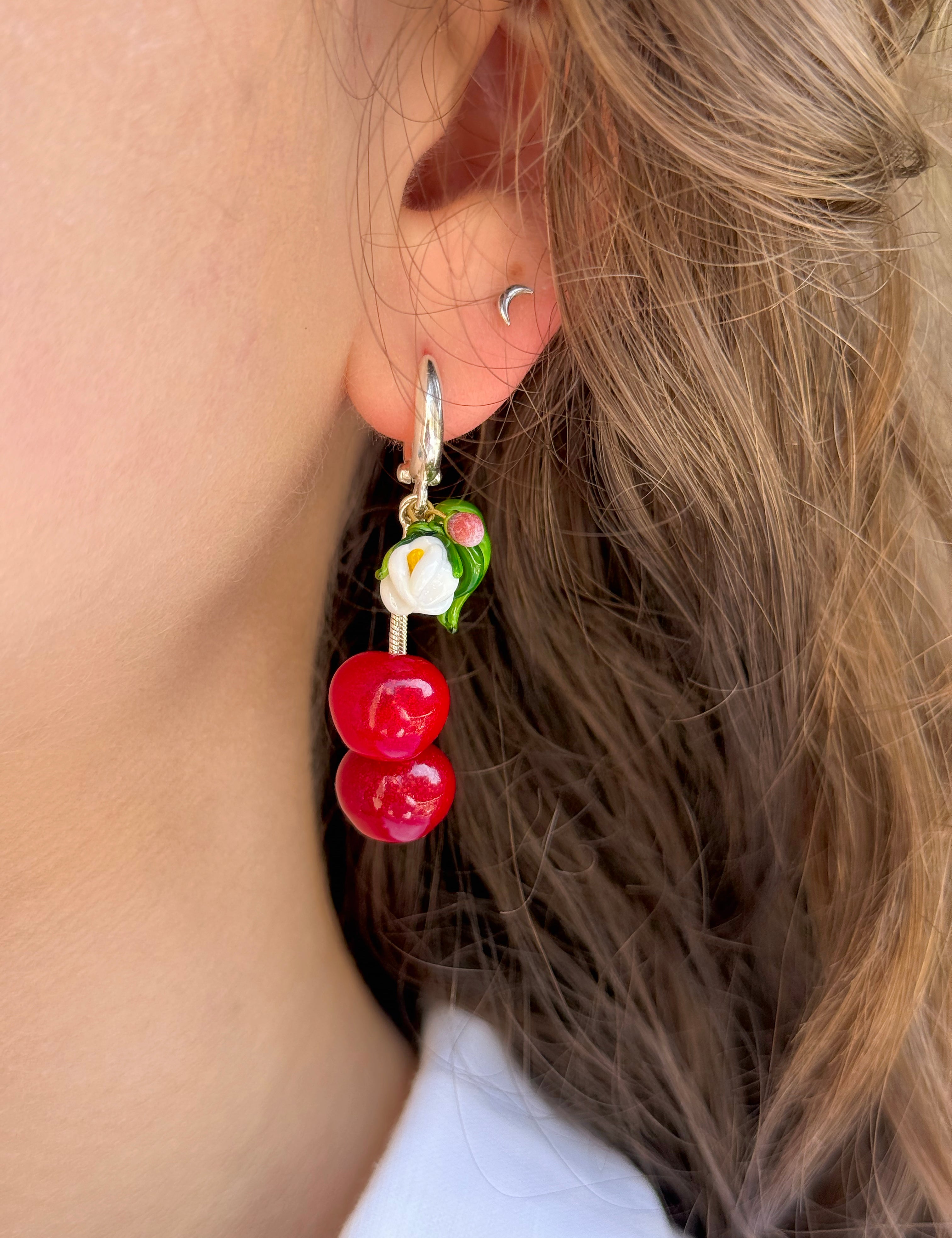 Lucky Cherry Leaf Earrings