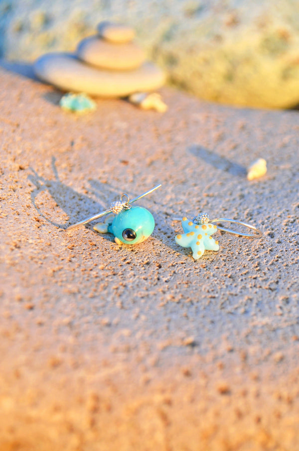 Blue Whale & Starfish Earrings
