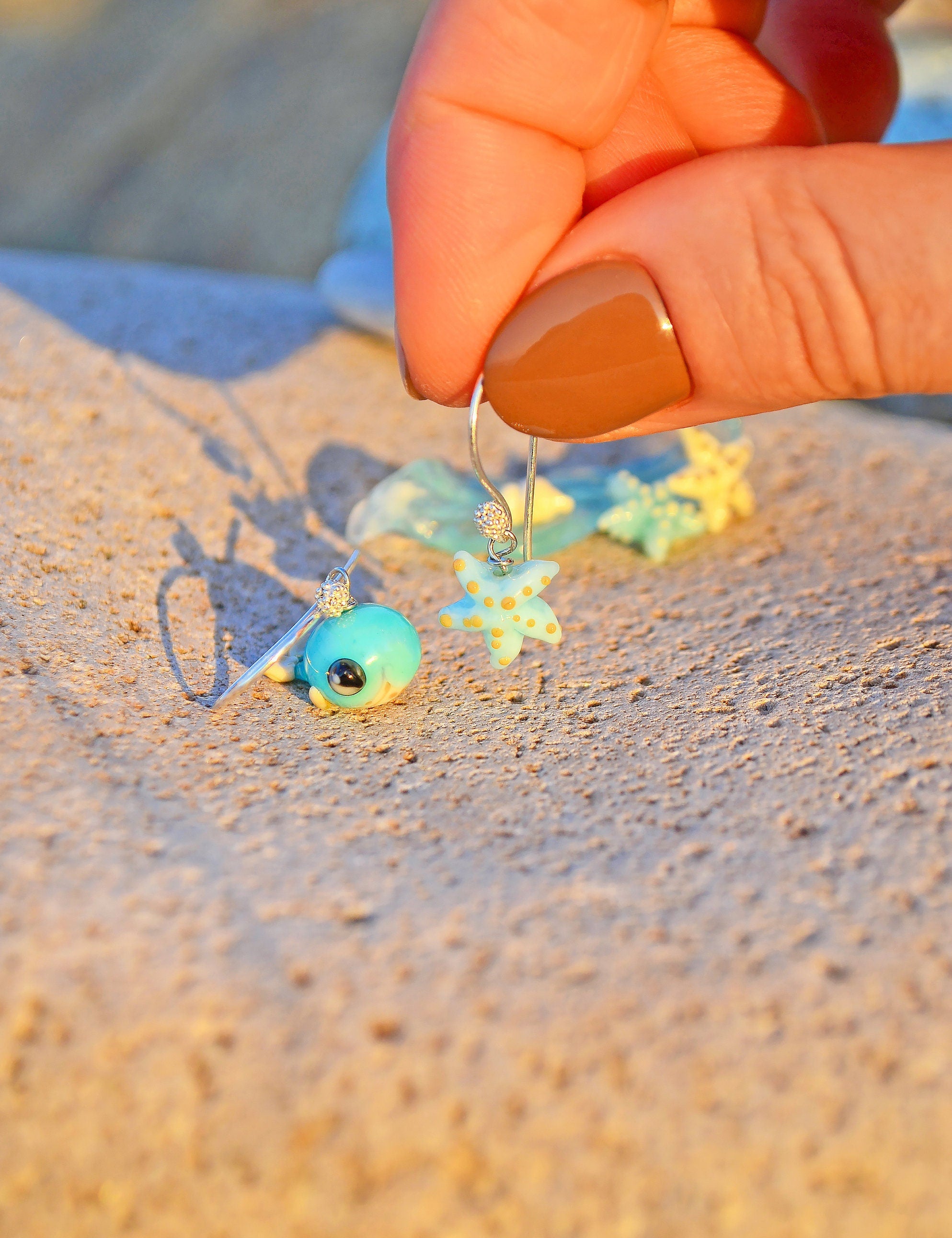 Blue Whale & Starfish Earrings
