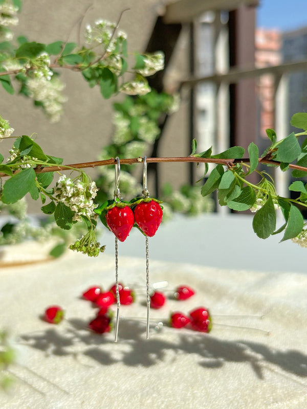 Wild Strawberry Dangle Earrings