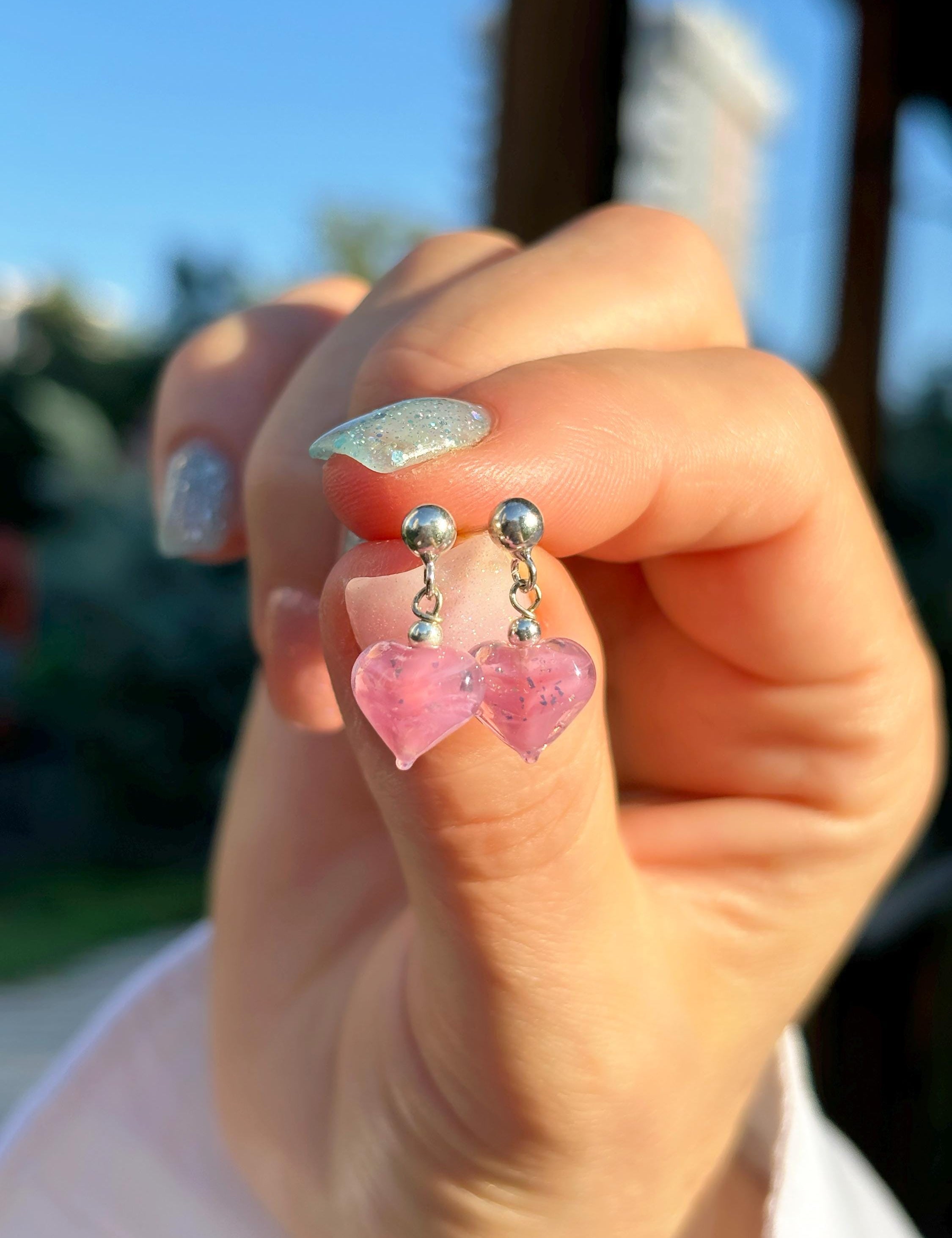 Pink Heart Earrings