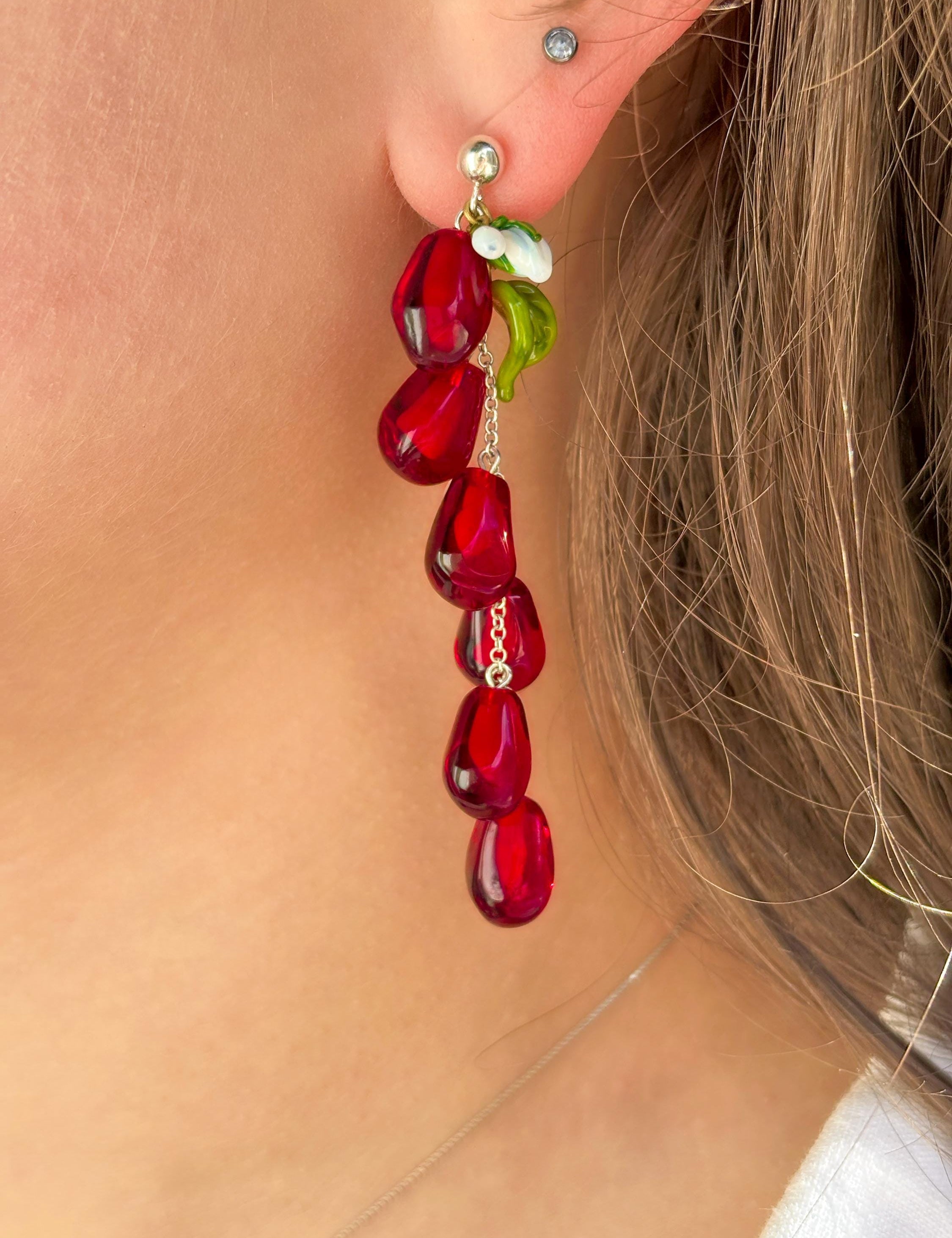 Pomegranate Seed Long Earrings