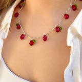 Pomegranate Seed Necklace, 925 Sterling Silver, Murano Glass, Handcrafted, Lampwork