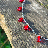Pomegranate Seed Necklace, 925 Sterling Silver, Murano Glass, Handcrafted, Lampwork