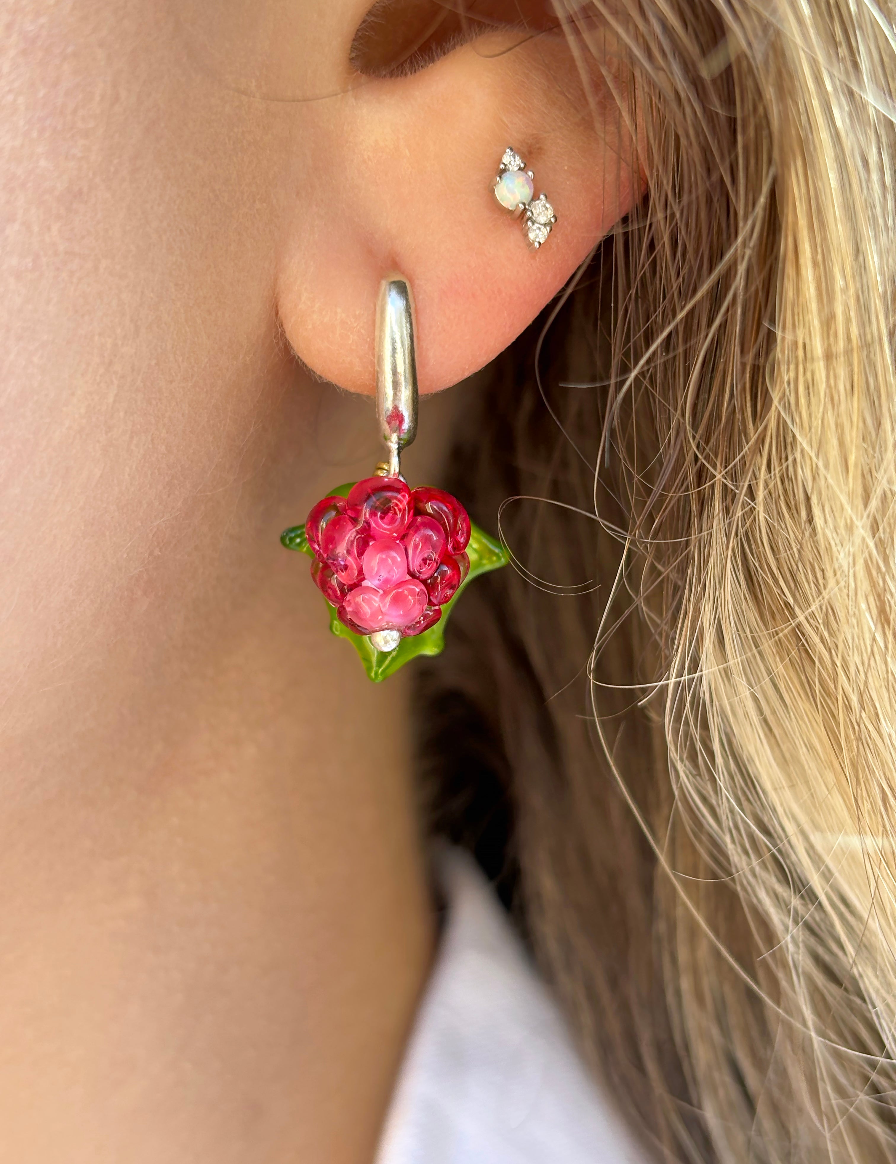 Pink Raspberry Earrings