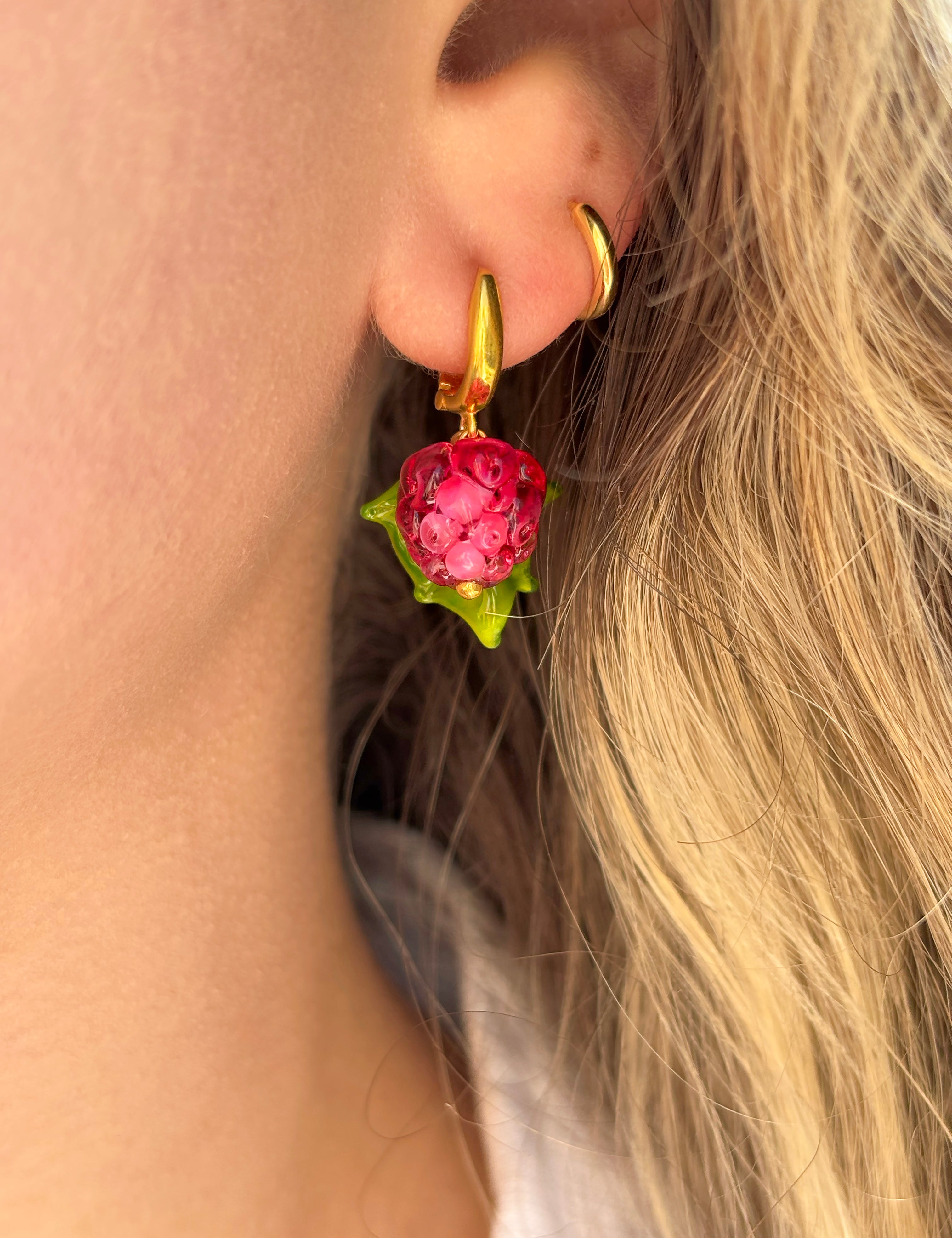 Pink Raspberry Earrings