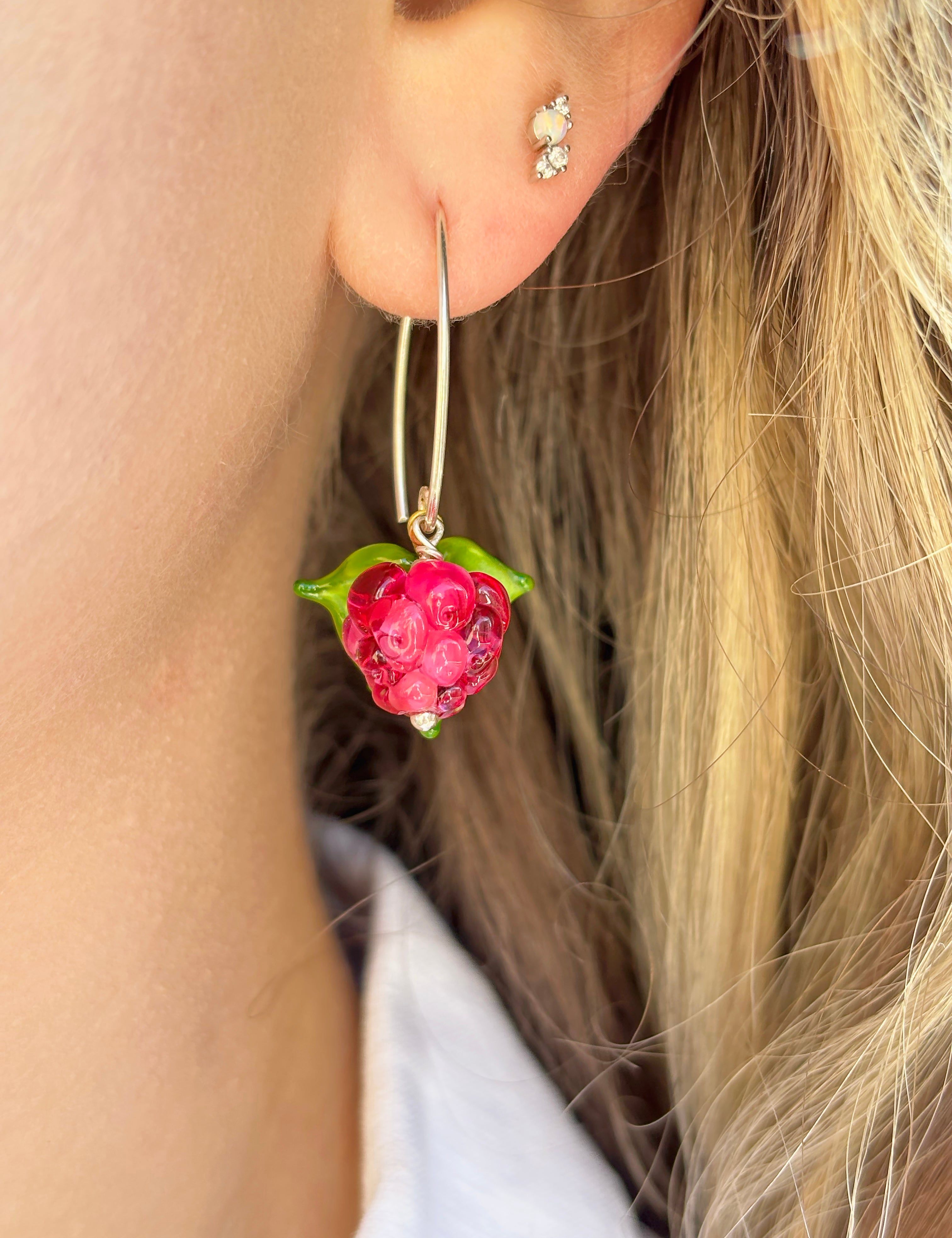 Pink Raspberry Earrings
